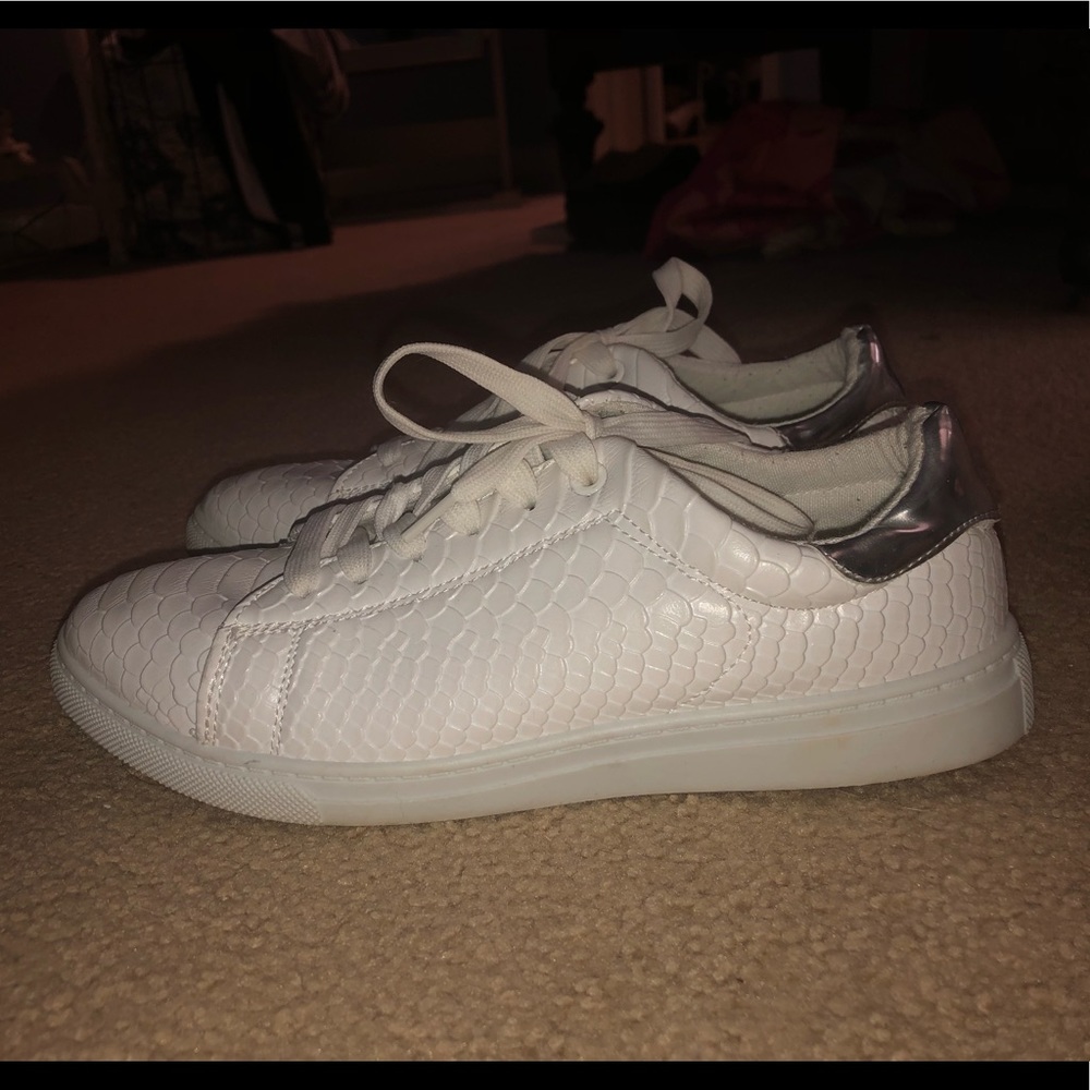 White snakeskin sneakers